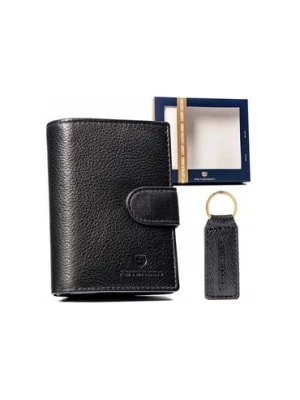 Zdjęcie produktu Zestaw prezentowy: skórzany portfel męski na zatrzask i brelok - Peterson
