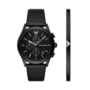 Zdjęcie produktu Zestaw zegarek i bransoletka Emporio Armani Paolo Gift Set AR80070SET Black/Black