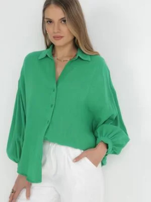 Zdjęcie produktu Zielona Bawełniana Koszula Oversize z Szerokimi Rękawami Melillia