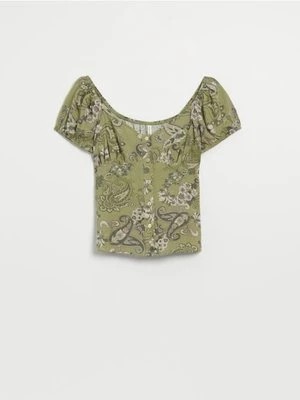 Zdjęcie produktu Zielona bluzka z bufiastym rękawem House