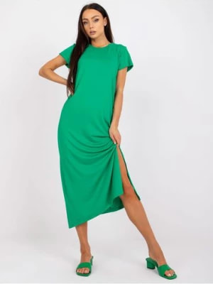 Zdjęcie produktu Zielona sukienka damska midi z rozporkiem BASIC FEEL GOOD