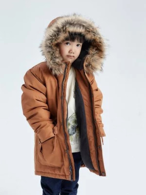 Zdjęcie produktu Zimowa kurtka dla chłopca - parka z kapturem - brązowa 5.10.15.