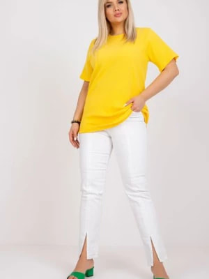 Zdjęcie produktu Żółta bluzka plus size z materiału prążkowanego Stella BASIC FEEL GOOD